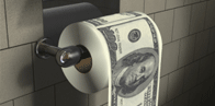 Authentic looking dollar bill toilet roll